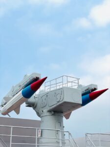white and red missles