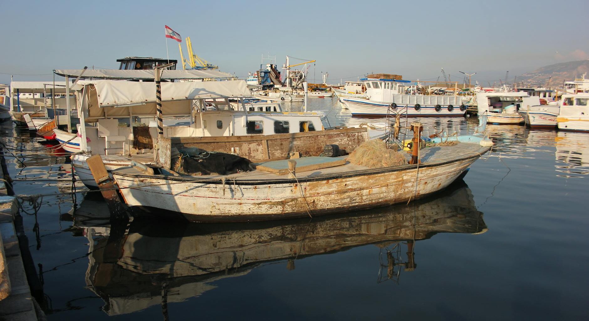 rustic fishing boats in mina port lebanon