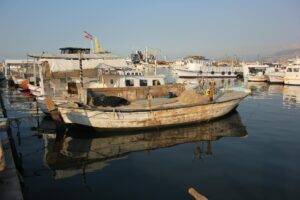 rustic fishing boats in mina port lebanon