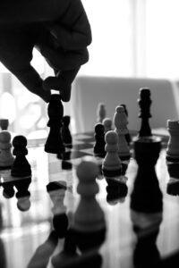 black and white chess game strategy focus