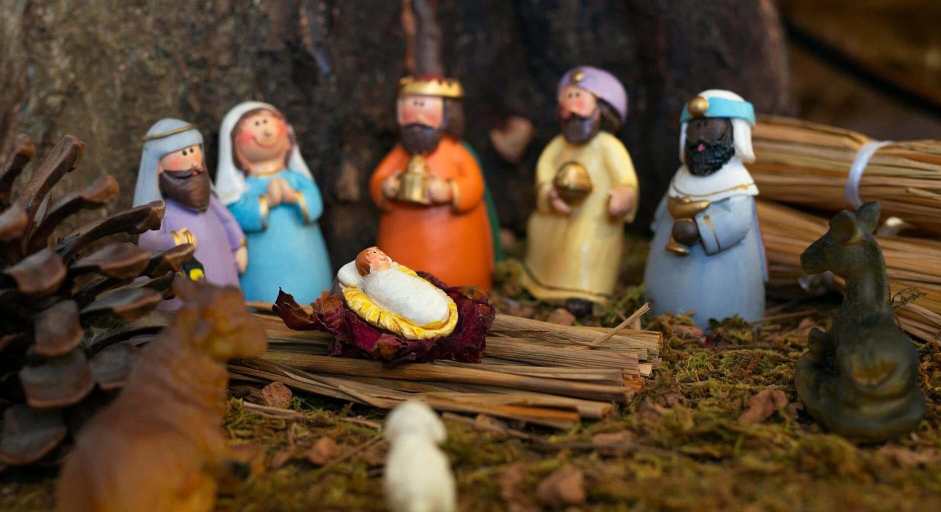 nativity scene with small figurines