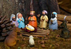 nativity scene with small figurines