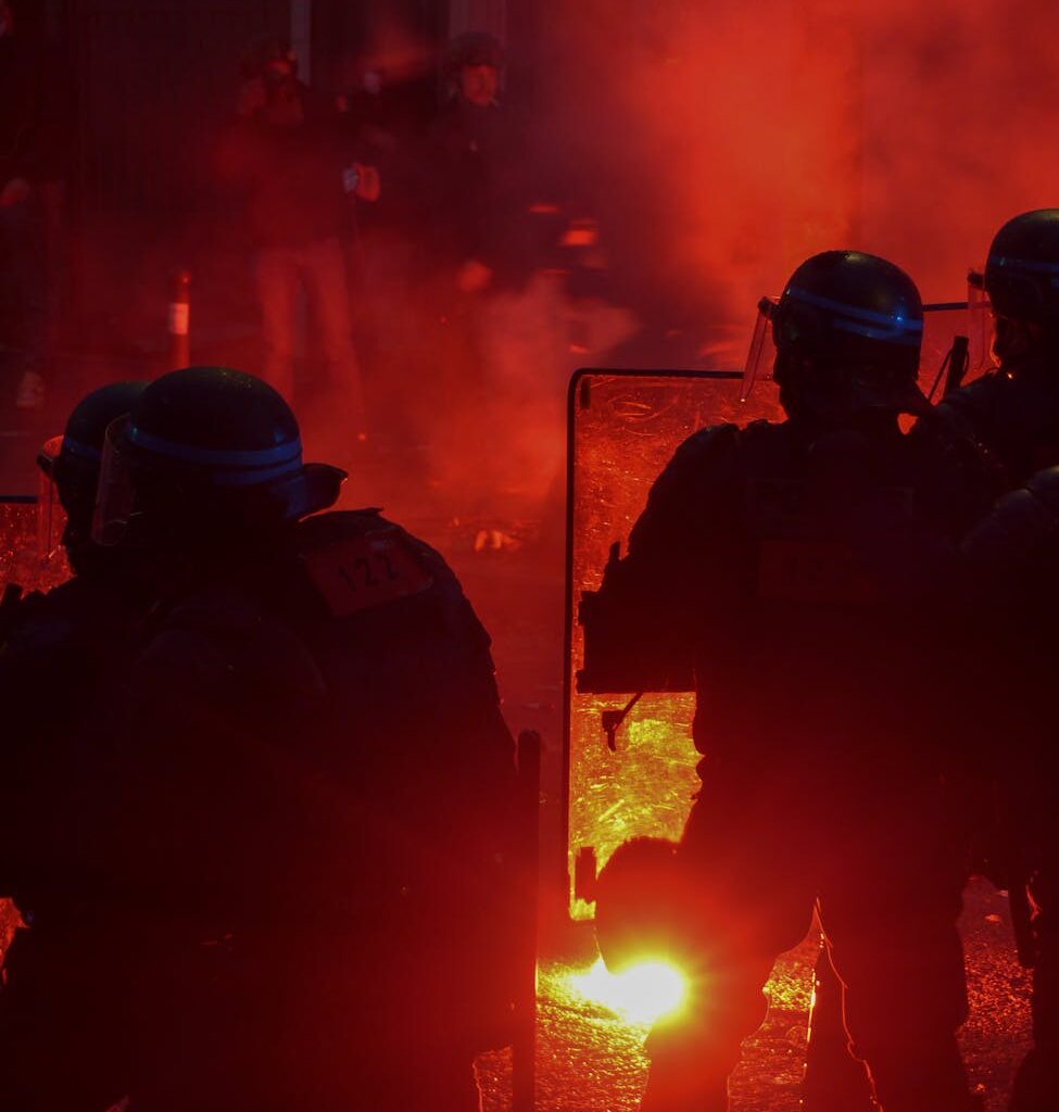 silhouette of policemen