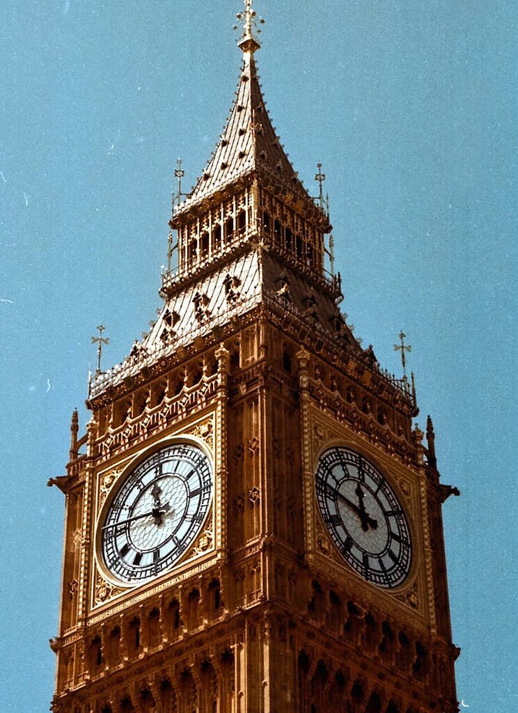 low angle shot of the big ben under clear blue sky london england
