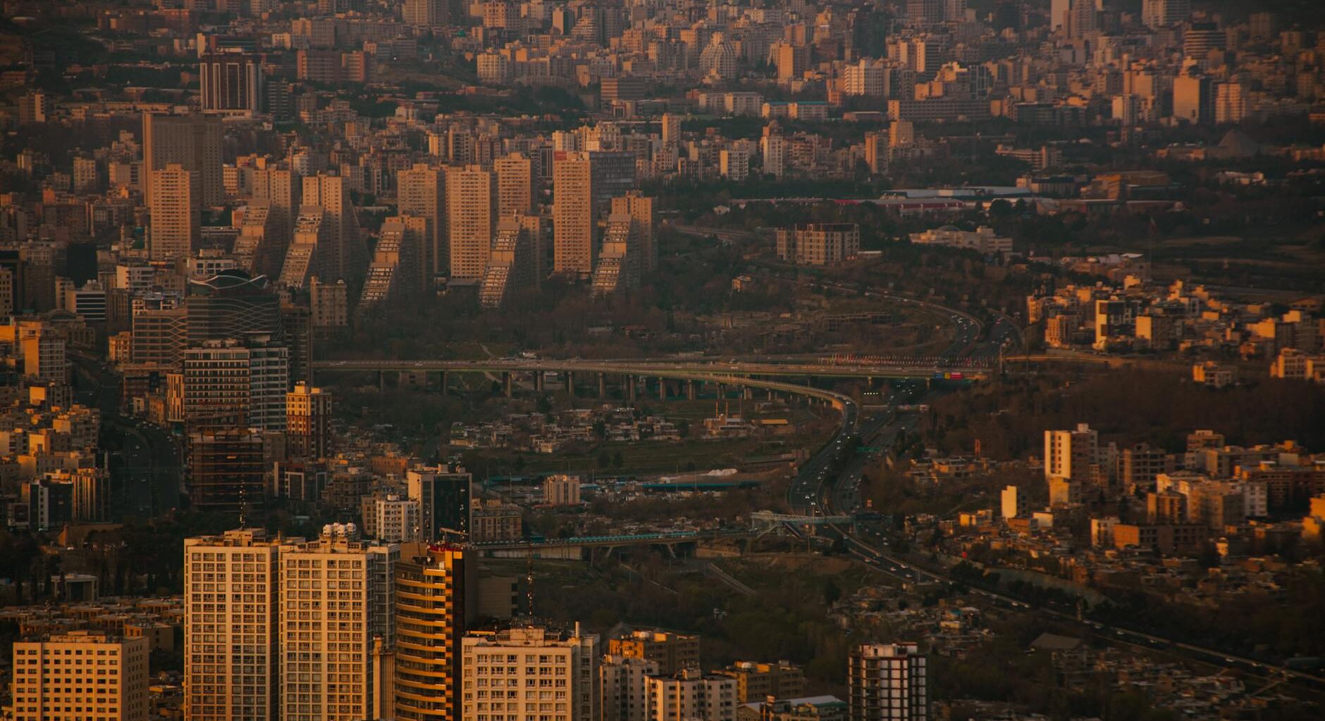 aerial view of tehran s urban landscape at dusk