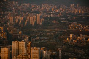 aerial view of tehran s urban landscape at dusk