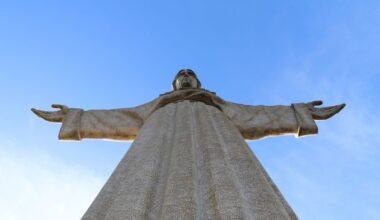 christ the king statue against clear blue sky