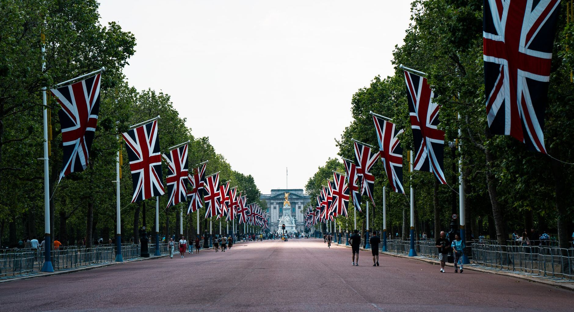 british flag over the mall in london
